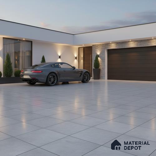 Punch Tile TL 04806 Rustique Elegance Silver Punch 16 x 16 inch Vitrified Matte Finish - 12 mm | Suitable for Parking, Terrace, Balcony, Courtyard | Heavy Duty Digital Anti Skid Parking Floor | Pattern Alignment May Vary | 2-3 mm Spacer is Mandatory