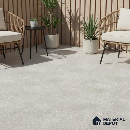 Punch Tile TL 04806 Rustique Elegance Silver Punch 16 x 16 inch Vitrified Matte Finish - 12 mm | Suitable for Parking, Terrace, Balcony, Courtyard | Heavy Duty Digital Anti Skid Parking Floor | Pattern Alignment May Vary | 2-3 mm Spacer is Mandatory