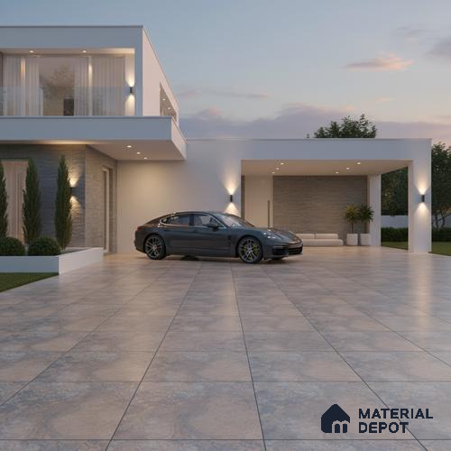 Punch Tile TL 04808 Rustique Elegance Rustic Earth Brown 16 x 16 inch Vitrified Matte Finish - 12 mm | Suitable for Parking, Terrace, Balcony, Courtyard | Heavy Duty Digital Anti Skid Parking Floor | Pattern Alignment May Vary | 2-3 mm Spacer is Mandatory