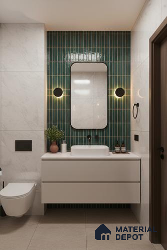 Faux Subway Wall Tile TL 05004 E Cinthia Kitkat Teal 1 ft x 1 ft Ceramic Glossy Finish - 9.5 mm | Suitable for Highlighter Walls, Foyer, Bathroom, Kitchen Wall & Backsplashes | Please Expect a Slight Variation of Pattern
