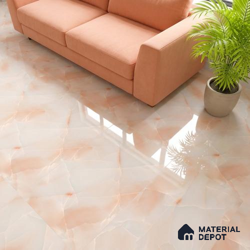 Marble Wall & Floor Tile TL 05112 B Marblis Blush Onyx 4 ft x 2 ft Vitrified Endless Glossy Finish - 9 mm (Random 4) | Suitable for Living Room, Bedroom & Bathroom