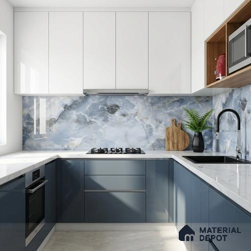 Marble Wall & Floor Tile TL 05112 C Marblis Ocean Onyx 4 ft x 2 ft Vitrified Endless Glossy Finish - 9 mm (Random 4) | Suitable for Living Room, Bedroom & Bathroom