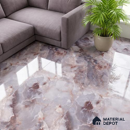 Marble Wall & Floor Tile TL 05112 D Marblis Amethyst Onyx 4 ft x 2 ft Vitrified Endless Glossy Finish - 9 mm (Random 4) | Suitable for Living Room, Bedroom & Bathroom