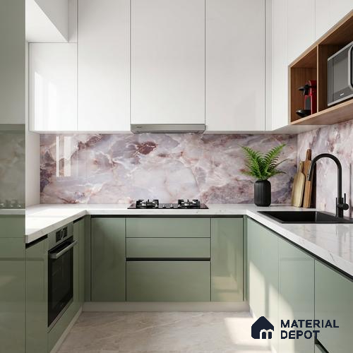 Marble Wall & Floor Tile TL 05112 D Marblis Amethyst Onyx 4 ft x 2 ft Vitrified Endless Glossy Finish - 9 mm (Random 4) | Suitable for Living Room, Bedroom & Bathroom