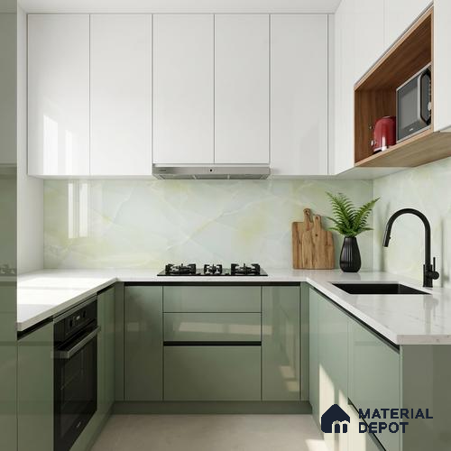 Marble Wall & Floor Tile TL 05112 Marblis Emerald Onyx 4 ft x 2 ft Vitrified Endless Glossy Finish - 9 mm (Random 4) | Suitable for Living Room, Bedroom & Bathroom