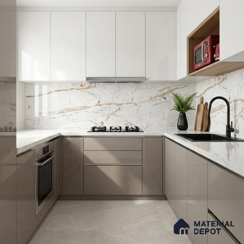 Marble Wall & Floor Tile TL 05115 Marblis Alabaster Elegance 4 ft x 2 ft Vitrified Endless Glossy Finish - 9 mm (Random 4) | Suitable for Living Room, Bedroom & Bathroom