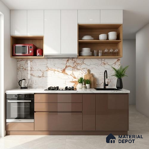 Marble Wall & Floor Tile TL 05117 B Marblis Italino Raven Light 4 ft x 2 ft Vitrified Endless High Gloss Finish - 9 mm (Random 4) | Suitable for Living Room, Bedroom & Bathroom
