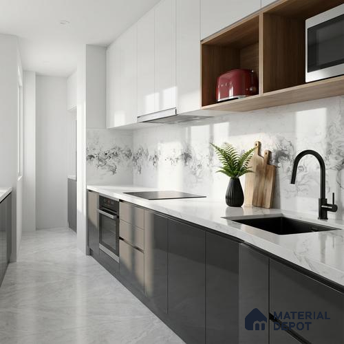 Marble Wall & Floor Tile TL 05118 B Marblis Blizzard Shine 4 ft x 2 ft Vitrified Endless Glossy Finish - 9 mm (Random 4) | Suitable for Living Room, Bedroom & Bathroom