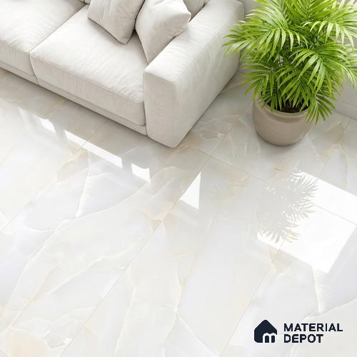 Marble Wall & Floor Tile TL 05129 Marblis Arctic Onyx 4 ft x 2 ft Vitrified Endless Glossy Finish - 9 mm (Random 3) | Suitable for Living Room, Bedroom & Bathroom