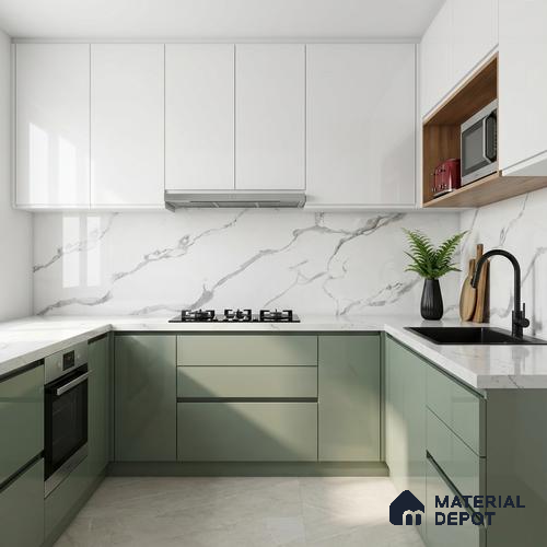 Marble Wall & Floor Tile TL 05130 Marblis Snowy Calacatta 4 ft x 2 ft Vitrified Endless Glossy Finish - 9 mm (Random 4) | Suitable for Living Room, Bedroom & Bathroom