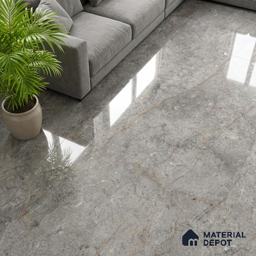 Marble Wall & Floor Tile TL 05132 Marblis Storm Cloud 4 ft x 2 ft Vitrified Endless Glossy Finish - 9 mm (Random 4) | Suitable for Living Room, Bedroom & Bathroom