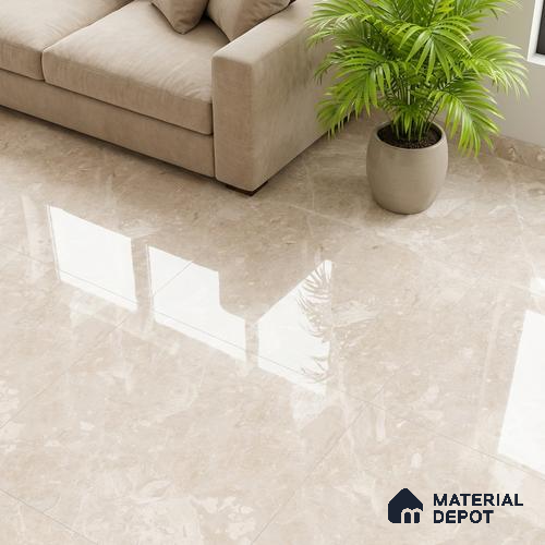 Marble Wall & Floor Tile TL 05137 Marblis Sandstone Elegance 4 ft x 2 ft Vitrified Endless Glossy Finish - 9 mm (Random 4) | Suitable for Living Room, Bedroom & Bathroom