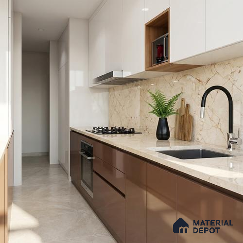 Marble Wall & Floor Tile TL 05138 Marblis Desert Pearl 4 ft x 2 ft Vitrified Endless Glossy Finish - 9 mm (Random 3) | Suitable for Living Room, Bedroom & Bathroom