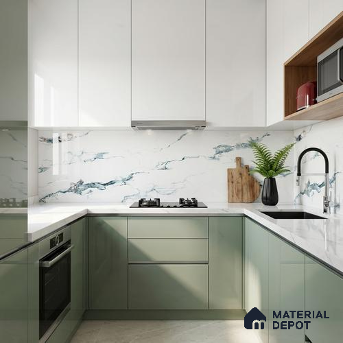 Marble Wall & Floor Tile TL 05145 Marblis Polar Mist 4 ft x 2 ft Vitrified Endless Glossy Finish - 9 mm (Random 4) | Suitable for Living Room, Bedroom & Bathroom