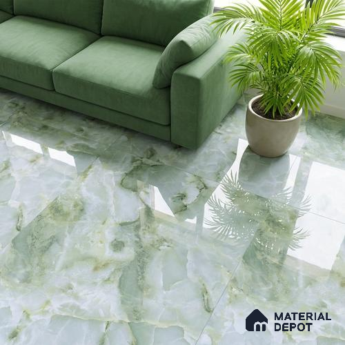 Marble Wall & Floor Tile TL 05147 Marblis Jade Cascade 4 ft x 2 ft Vitrified Endless Glossy Finish - 9 mm (Random 4) | Suitable for Living Room, Bedroom & Bathroom