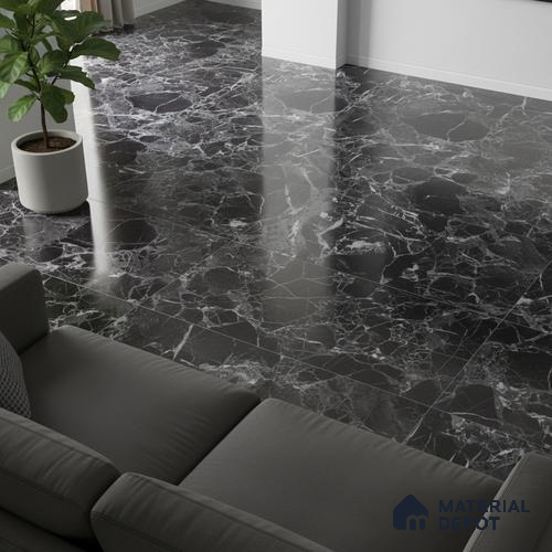 Marble Wall & Floor Tile TL 05151 Marblis Midnight Elegance 4 ft x 2 ft Vitrified Endless High Gloss Finish - 9 mm (Random 4) | Suitable for Living Room, Bedroom & Bathroom