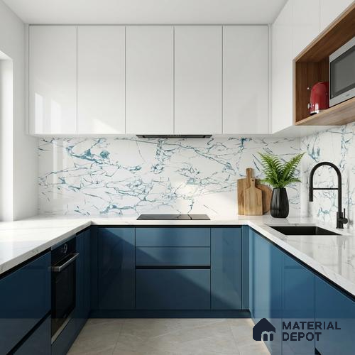 Marble Wall & Floor Tile TL 05155 Marblis Glacial Grace 4 ft x 2 ft Vitrified Endless Glossy Finish - 9 mm (Random 3) | Suitable for Living Room, Bedroom & Bathroom