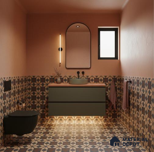 Moroccan Tile TL 05178 C Zellige Monochrome Beige Multi Colour 1 ft x 1 ft Vitrified Matte Finish - 9 mm | Suitable for Kitchen, Bathroom, Balcony Floor & Wall | Please Expect a Slight Variation of Pattern