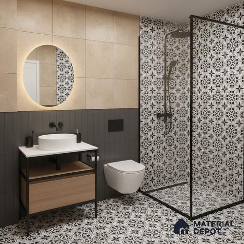 Moroccan Tile TL 05180 Zellige Medina Eclipse Multi Colour 1 ft x 1 ft Vitrified Matte Finish - 9 mm | Suitable for Kitchen, Bathroom, Balcony Floor & Wall | Please Expect a Slight Variation of Pattern