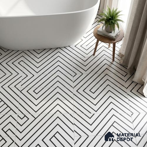 Moroccan Tile TL 05186 Zellige Puzzle Lines Multi Colour 1 ft x 1 ft Vitrified Matte Finish - 9 mm | Suitable for Kitchen, Bathroom, Balcony Floor & Wall | Please Expect a Slight Variation of Pattern