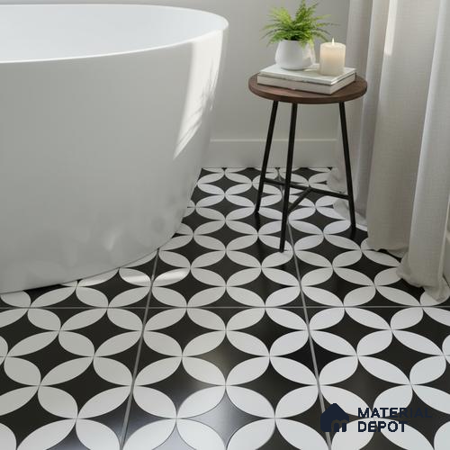 Moroccan Tile TL 05204 Zellige Crescent Shadows Multi Colour 1 ft x 1 ft Vitrified Matte Finish - 9 mm | Suitable for Kitchen, Bathroom, Balcony Floor & Wall | Please Expect a Slight Variation of Pattern