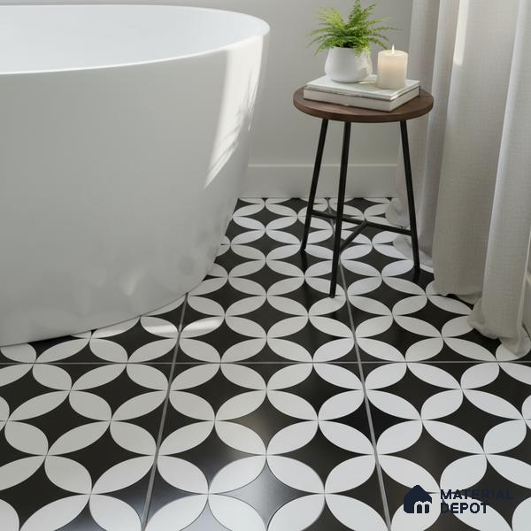 Moroccan Tile TL 05204 Zellige Crescent Shadows Multi Colour 1 ft x 1 ft Vitrified Matte Finish - 9 mm | Suitable for Kitchen, Bathroom, Balcony Floor & Wall | Please Expect a Slight Variation of Pattern