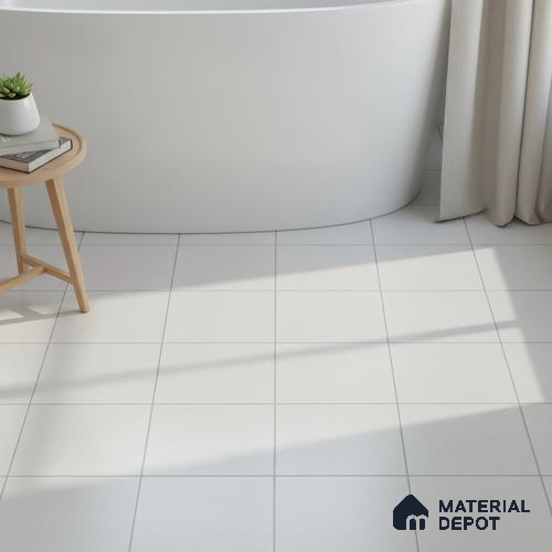Plain Tile TL 05217 B Zellige Frosty White 1 ft x 1 ft Vitrified Matte Finish - 9 mm | Suitable for Kitchen, Bathroom, Balcony Floor & Wall