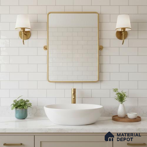 Faux Subway Wall Tile TL 05293 B Splendore Linea Gris 2 ft x 1 ft Ceramic Glossy Finish - 9 mm | Suitable for Kitchen, Bathroom & Balcony Walls | Please Expect a Slight Variation of Pattern