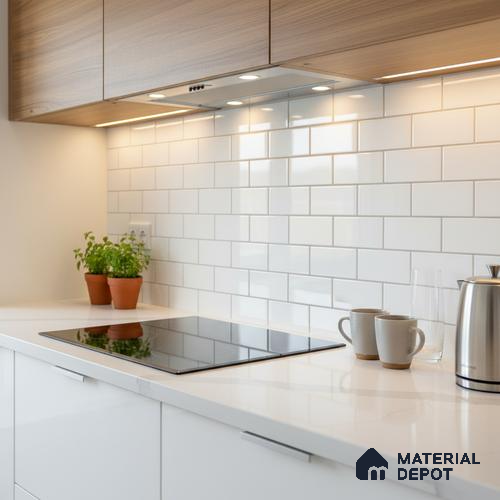Faux Subway Wall Tile TL 05293 B Splendore Linea Gris 2 ft x 1 ft Ceramic Glossy Finish - 9 mm | Suitable for Kitchen, Bathroom & Balcony Walls | Please Expect a Slight Variation of Pattern