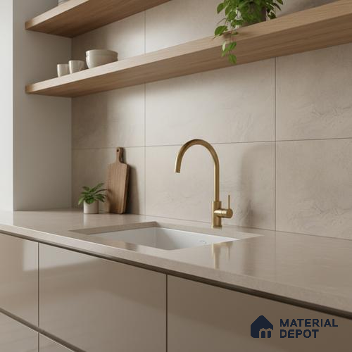 Marble Wall Tile TL 05319 Splendore Engraved Petals Light 2 ft x 1 ft Ceramic Matte Finish - 9 mm | Suitable for Kitchen, Bathroom & Balcony Walls
