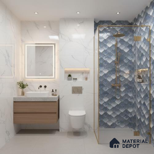 Patterned Wall Tile TL 05321 B Splendore Glacier Scala Highlighter 2 ft x 1 ft Ceramic Glossy Finish - 9 mm | Suitable for Kitchen, Bathroom & Balcony Walls