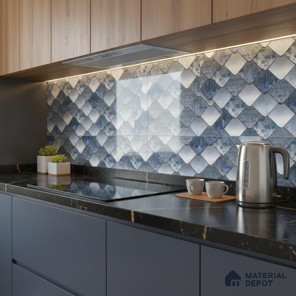 Patterned Wall Tile TL 05321 B Splendore Glacier Scala Highlighter 2 ft x 1 ft Ceramic Glossy Finish - 9 mm | Suitable for Kitchen, Bathroom & Balcony Walls