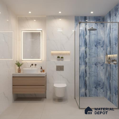 Marble Wall Tile TL 05321 C Splendore Glacier Scala Dark 2 ft x 1 ft Ceramic Glossy Finish - 9 mm | Suitable for Kitchen, Bathroom & Balcony Walls