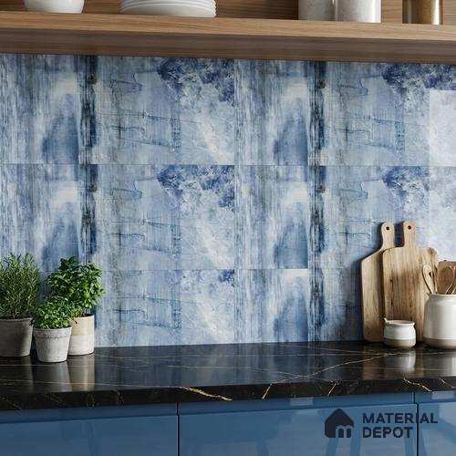 Marble Wall Tile TL 05321 C Splendore Glacier Scala Dark 2 ft x 1 ft Ceramic Glossy Finish - 9 mm | Suitable for Kitchen, Bathroom & Balcony Walls