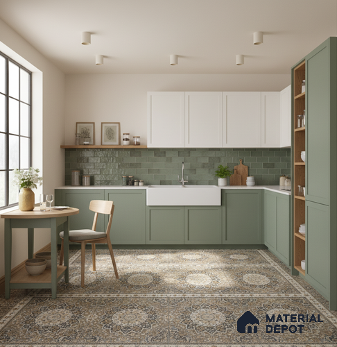 Moroccan Carpet Wall & Floor Tile TL 05331 Atlas Marrakeh Mix Type A 2 ft x 2 ft Vitrified Matte Finish - 9 mm | Suitable for Entrance Areas, Coutyard, Patio, Verandahs | Please Expect a Slight Variation of Pattern