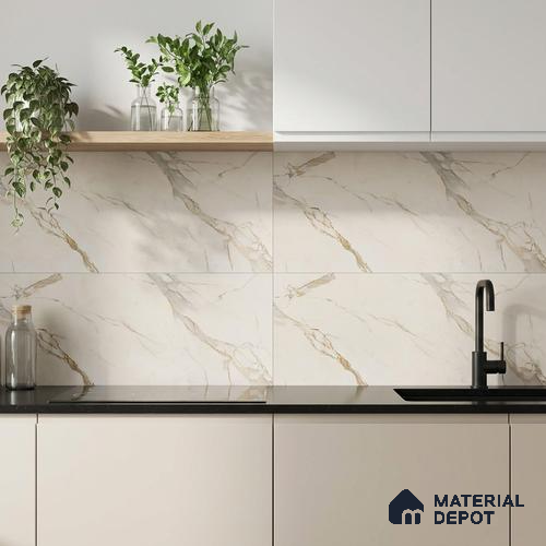 Marble Wall Tile TL 05335 C Splendore Highlighter 1 Morse Plaza 2 ft x 1 ft Ceramic Matte Finish - 9 mm | Suitable for Kitchen, Bathroom & Balcony Walls