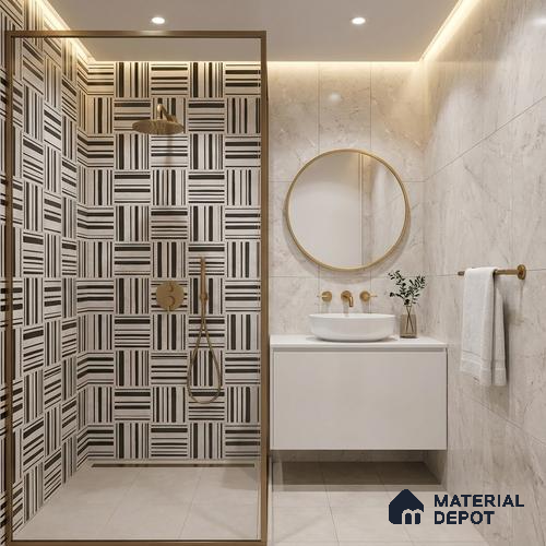 Highlighter Wall Tile TL 05335 Splendore Highlighter 2 Black Bianco 2 ft x 1 ft Ceramic Matte Finish - 9 mm | Suitable for Kitchen, Bathroom & Balcony Walls