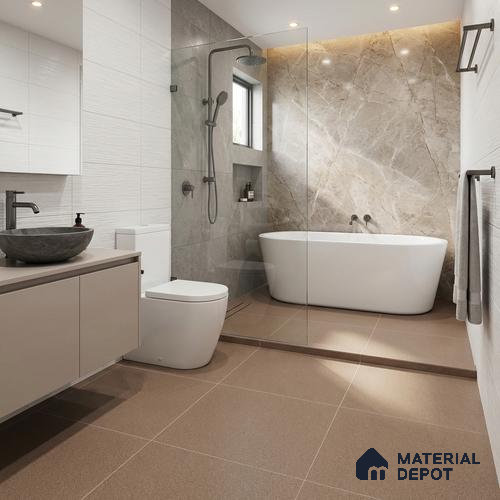 Punch Wall & Floor Tile TL 05345 C Strada Terra Brown Dark 16 inch x 16 inch Vitrified Punch Matte Finish - 12 mm | Suitable for Parking, Balcony, Courtyard, Patio, Terrace | Pattern Alignment May Vary | 2-3 mm Spacer is Mandatory