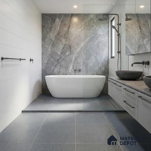 Punch Wall & Floor Tile TL 05345 Strada Terrazzo Ocean 16 inch x 16 inch Vitrified Punch Matte Finish - 12 mm | Suitable for Parking, Balcony, Courtyard, Patio, Terrace | Pattern Alignment May Vary | 2-3 mm Spacer is Mandatory