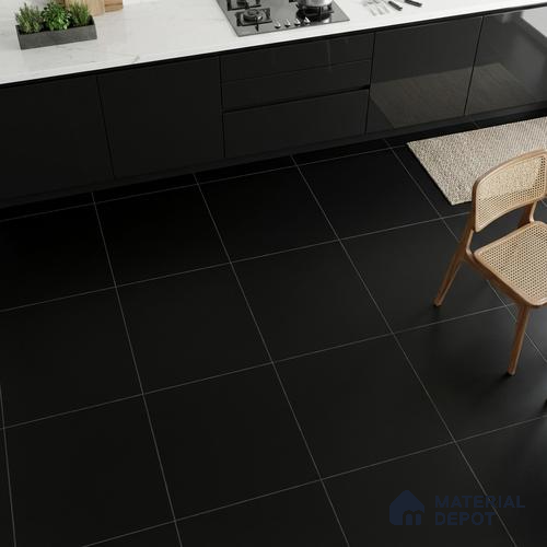 Plain Wall & Floor Tile TL 05349 Neutra Base Black 2 ft x 2 ft Vitrified Matte Finish - 9 mm | Suitable for Bedroom, Balcony, Foyer, Dining