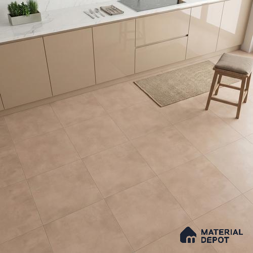 Plain Wall & Floor Tile TL 05350 B Neutra Cloud Ash Light 2 ft x 2 ft Vitrified Carving Matte Finish - 9 mm | Suitable for Bedroom, Balcony, Foyer, Dining