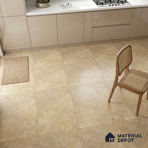 Punch Stone Floor Tile TL 05356 Strada Rosalia Crema 2 ft x 2 ft Vitrified Punch Matte Finish - 12 mm | Suitable for Parking, Balcony, Courtyard, Patio, Terrace