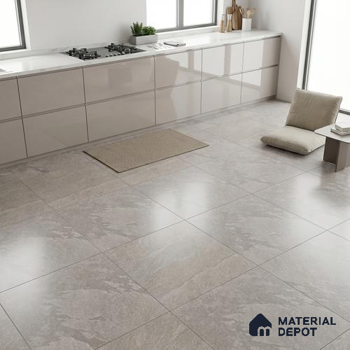 Stone Floor Tile TL 05361 Strada Caramel Click 2 ft x 2 ft Vitrified Punch Matte Finish - 12 mm | Suitable for Parking, Balcony, Courtyard, Patio, Terrace