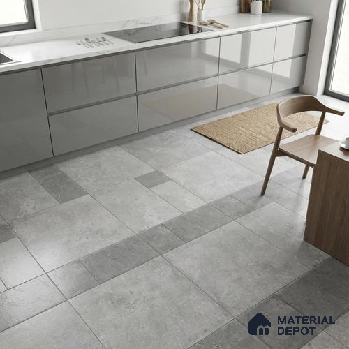 Stone Floor Tile TL 05362 Strada Grey Radiance 2 ft x 2 ft Vitrified Punch Matte Finish - 12 mm | Suitable for Parking, Balcony, Courtyard, Patio, Terrace