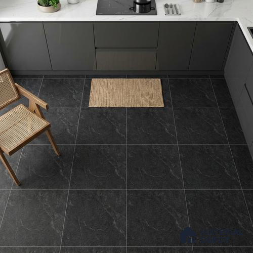 Stone Floor Tile TL 05363 Strada Monsana Black 2 ft x 2 ft Vitrified Punch Matte Finish - 12 mm | Suitable for Parking, Balcony, Courtyard, Patio, Terrace