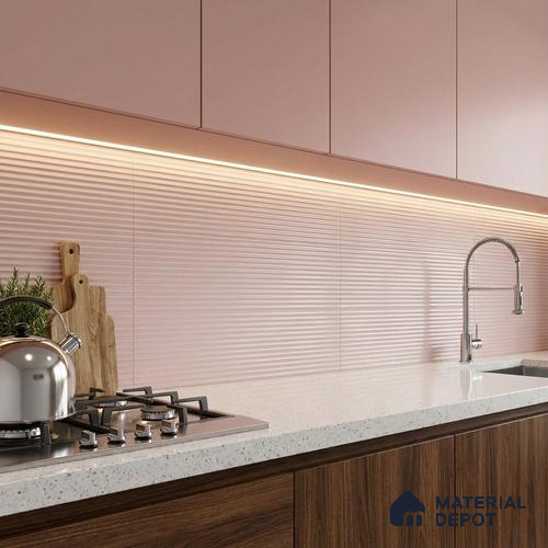 Faux Subway Wall Tile TL 05381 B Miraq Temba Pink 2 ft x 1 ft Ceramic Matte Finish - 8 mm | Suitable For Kitchen, Bathroom Walls and Backsplashes | Please Expect a Slight Variation of Pattern