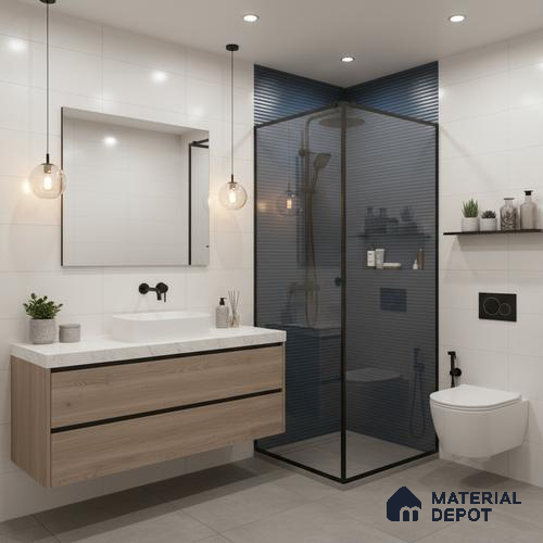 Faux Subway Wall Tile TL 05381 Miraq Temba Navy Blue 2 ft x 1 ft Ceramic Matte Finish - 8 mm | Suitable For Kitchen, Bathroom Walls and Backsplashes | Please Expect a Slight Variation of Pattern
