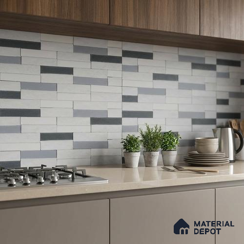 Faux Subway Wall Tile TL 05382 B Miraq Stack White 2 ft x 1 ft Ceramic Matte Finish - 8 mm | Suitable For Kitchen, Bathroom Walls and Backsplashes | Please Expect a Slight Variation of Pattern