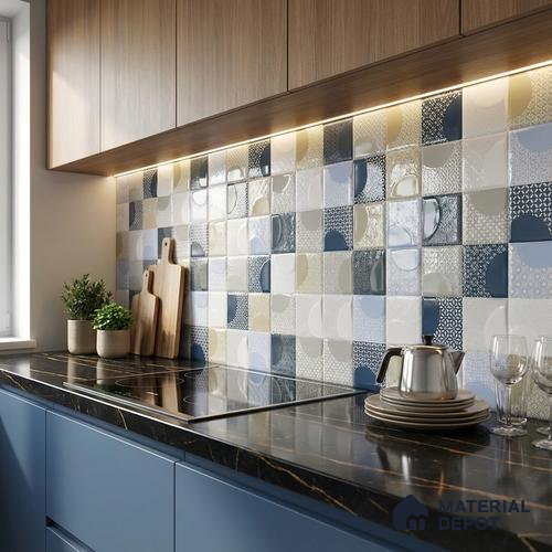 Kitchen Wall Tile TL 05387 B Bistro Arctic Pearl Highlighter 2 ft x 1 ft Ceramic Glossy Finish - 9 mm | Suitable For Kitchen, Bathroom Walls and Backsplashes