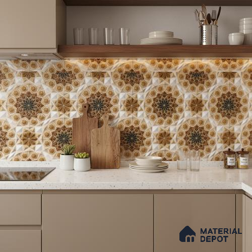 Kitchen Wall Tile TL 05403 B Bistro Carmen Brown Highlighter 2 ft x 1 ft Ceramic Glossy Finish - 9 mm | Suitable For Kitchen, Bathroom Walls and Backsplashes